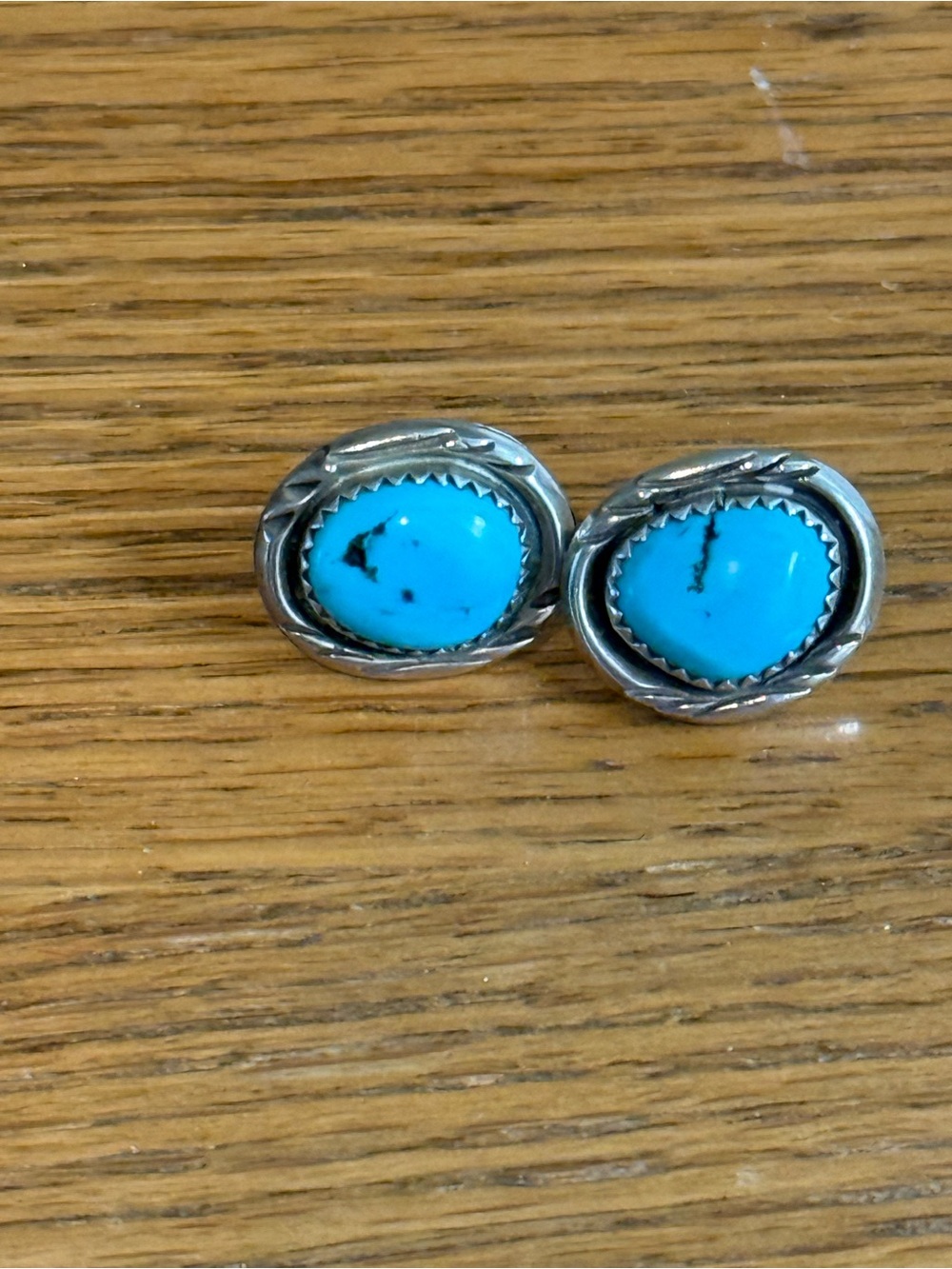 Vintage Navajo Sterling Silver Turquoise Earrings Native American Studs 6 grams - Picture 2 of 15
